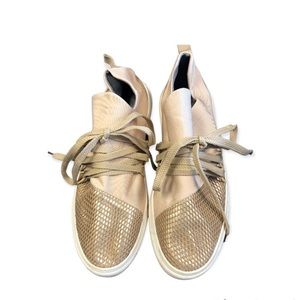 Zuka Lace Up Mesh Gold Athletic Shoe Size 10